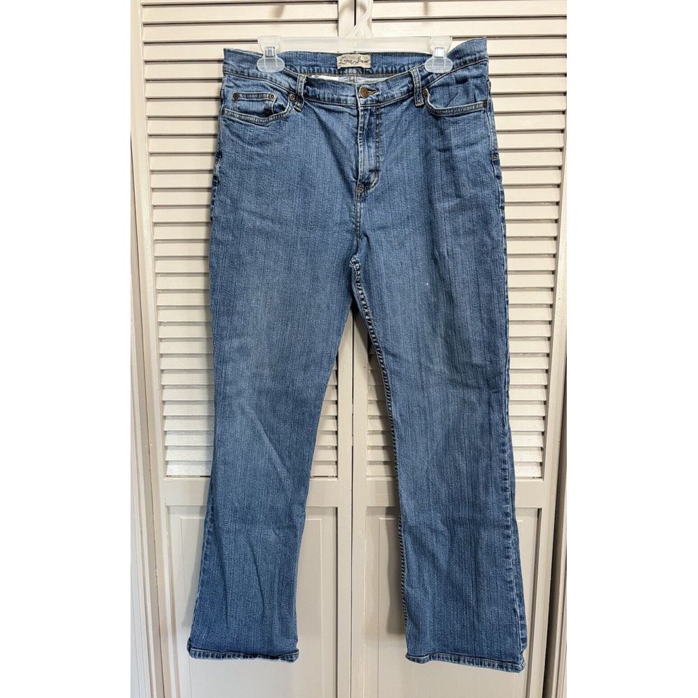 Lena Jeans‎ Straight Leg Light Wash Stretch Zip Mid Rise Size 14 Pockets